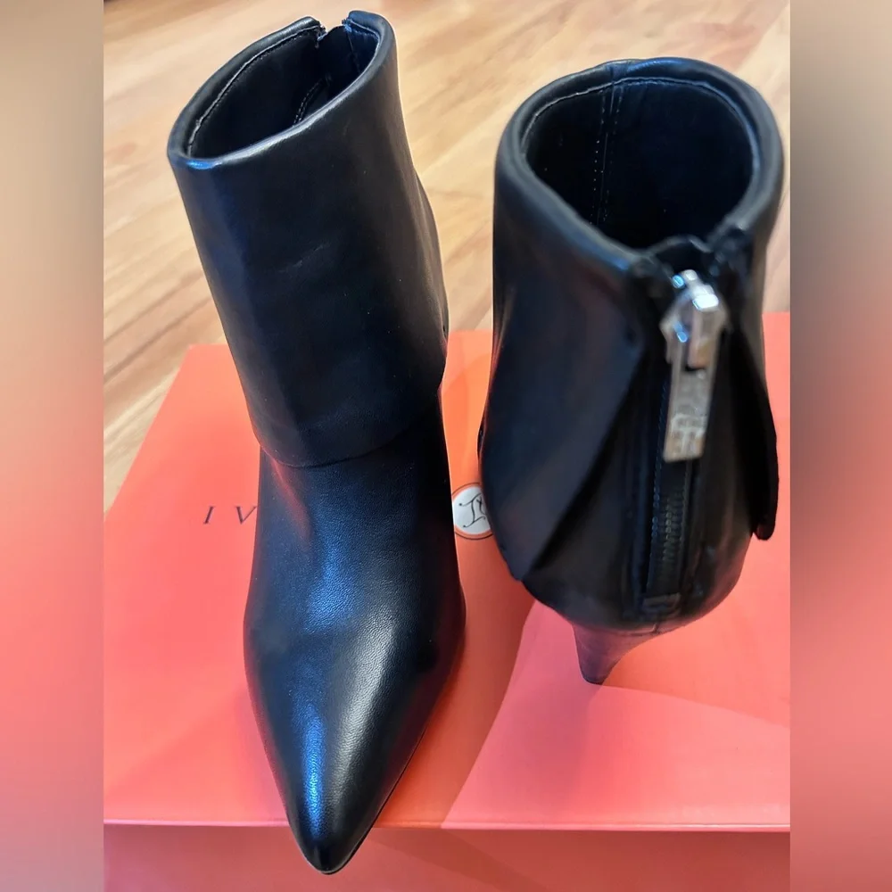 124. EUC-Ivanka T Fargo bootie Black Leather  Make me an offer! - Picture 3 of 8